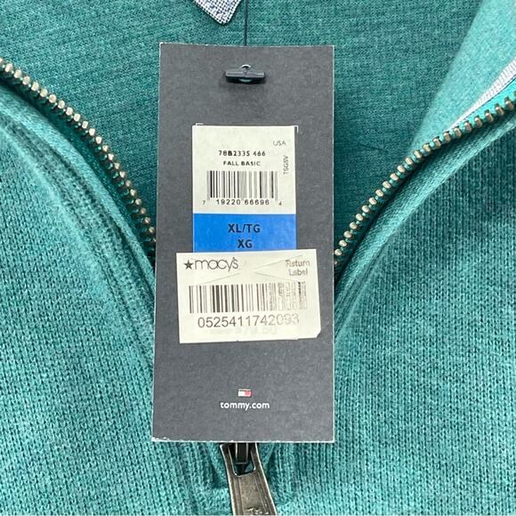NWT Tommy Hilfiger Men’s Quarter Zip 100% Cotton Casual Mockneck Sweatshirt XL - Picture 7 of 10